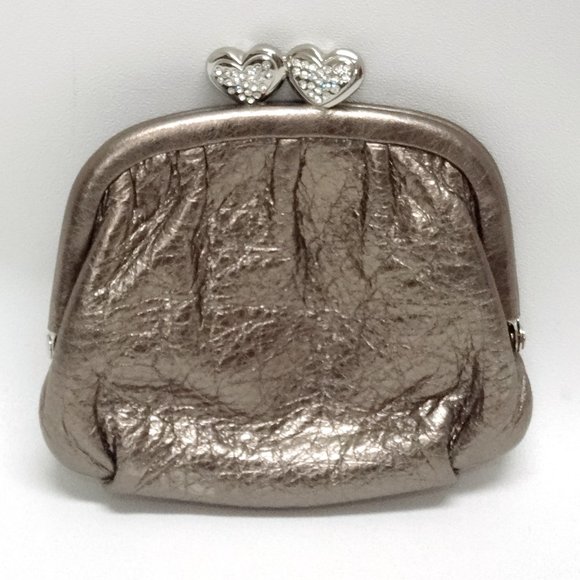 Brighton Handbags - Brighton Kiss Lock Silver Leather Change Purse